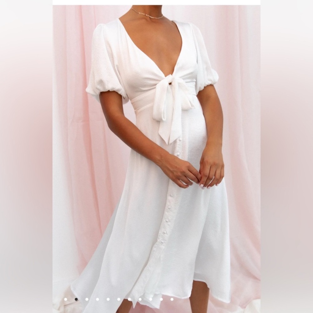 Petal & Pup White Midi Dress with Front Tie